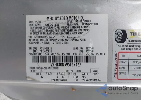 2009 Ford Mustang from USA, damaged, VIN 1ZVHT80N595137467